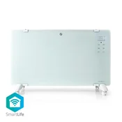 Nedis Konvekcijski grelec SmartLife Wi Fi Primerno za kopalnico Steklena plošča 2000 W 2 Nastavitve toplote LED 15 35 C Nastavljiv termostat Bela