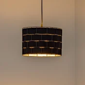 HELAM Obesek Atlanta, črna, O 30 cm, tekstil, E27 - Dnevna soba/jedilnica - črna, zlata - Tkanine/tekstil