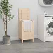 Greatstore Zaboj za perilo 44x44x76 cm trdna borovina