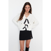 Trendyol Ecru Tie Detail Knitwear Sweater