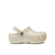 Crocs Natikači Classic Platform Glitter Clog W 207241 Écru