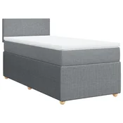 Vidaxl Box spring postelja z vzmetnico svetlo siva 90x190 cm blago