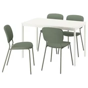 VIHALS/VIHALS Miza in 4 stoli, bela/zelena Tibbleby siva/zelena, 120/180x74 cm