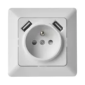 Zidna uticnica za kucnu upotrebu sa USB prikljuckom — francuski standard (250V/16A)