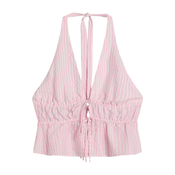 Bershka Top svetlo roza/bela