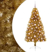 Vidaxl Umetna božična jelka z bučko 210 cm 300 LED Toplo bela