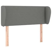 Vidaxl Vzglavje z ušesi temno sivo 103x23x78/88 cm blago