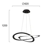 Viokef Charlie LED viseča svetilka, O 62 cm, črna - Dnevna soba/jedilnica - Sodobni - črna, bela - Plastika
