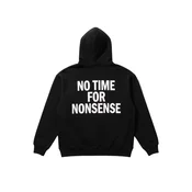 Kleidermafia Pulover Oversize “No Time for Nonsense” Hoodie - Black and White črna