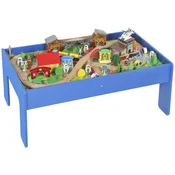 Homestar Igralna miza z lesenim vlakcem 98x605x40 cm modra