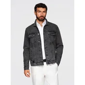 Ombre Mens denim jacket katana with washem - black