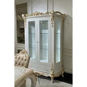 Casa Padrino luxury baroque display cabinet white/gold - Handmade solid wood showcase with 2 glass doors and drawer - Luxury furniture in baroque style - Baroque furniture - Noble & Magnificent