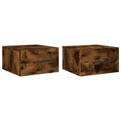 Vidaxl Stenska nočna omarica 2 kosa dimljeni hrast 35x35x20 cm