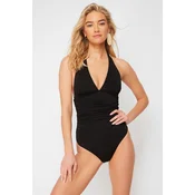 Trendyol Black V Neck Compression Regular Swimsuit