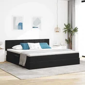Krevet s od storage s madracem Crna 200 x 200 cm Baršun