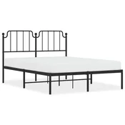 Vidaxl Kovinski posteljni okvir z vzglavjem črn 150x200 cm