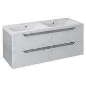 SAPHO WAVE Dvoumivalna Kopalniška Omara 119,7x50x47,8 cm, Bela/Srebrni Hrast