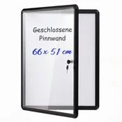 Costway Zaklepna vitrina z magnetno pisno zadnjo ploščo 60x45 cm črna