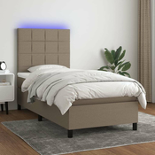 vidaXL vidaXL Box spring postelja z vzmetnico LED taupe 100x200 cm blago, (20902057)