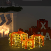 Ukrasne akrilne božicne kutije za poklone 3 kom tople bijele