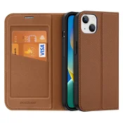 Dux Ducis Skin X2 ovitek za iPhone 14 Plus z magnetno zaponko - rjav