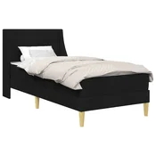 Vidaxl Posteljni okvir z vzmetnico Črna 90 x 200 cm Poliester