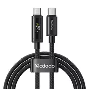 Pleten polnilni in podatkovni kabel 100W USB-C v USB-C McDodo CA-8000 z LED zaslonom - 1.2m - črn