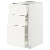 METOD / MAXIMERA Podni element s 3 fioke, bela/Vallstena bela, 40x60 cm