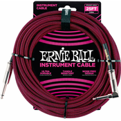 Ernie Ball 25 Braided Straight/Angle Instrument Cable Black/Red
