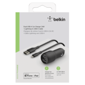 Belkin USB-A Car Punjac 24W 1m Lightning-Cable CCD001bt1MBK