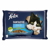 Felix hrana za macke Fantastic s lososom i tikvicama, s pastrvom i grahom, 12 (4x85g)