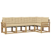 Set vanjskih sofa s jastukom 5 pcs Bijela i bež
