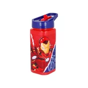 Stor Plastična kvadratna steklenica z izvlečno slamico AVENGERS, Tritan 530ml, 57714
