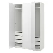 PAX/FARDAL Garderobna omara, bela/visoki sijaj/bela, 150x60x236 cm
