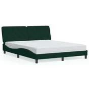 Vidaxl Posteljni okvir brez vzmetnice temno zelen 160x200 cm žamet