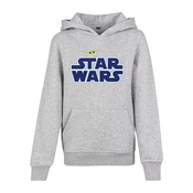 Childrens Star Wars Blue Logo Hoody Heather Grey