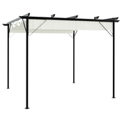 vidaXL Pergola z zložljivo streho kremno bela 3x3 m jeklo