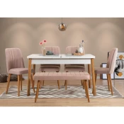 Hanah Home Set trpezarijski sto, 4 trpezarijske stolice i klupa Santiago Atlantic Šareni
