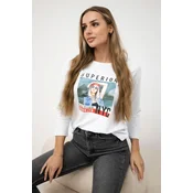 Blouse with Superior print white