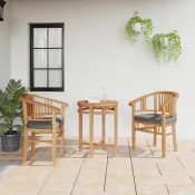 Stolica s jastukom 2 pcs Smeda 63 x 58 x 89 cm Cvrsto teak drvo
