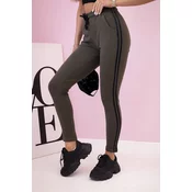 Kesi Womens sweatpants with stripes and a drawstring at the waist khaki
