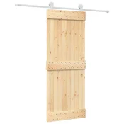Vidaxl Drsna vrata Naravna in bela 80 x 210 cm Masiven borov les
