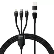 BASEUS 4-u-1 USB+USB-C na USB-C / iPhone Lightning / micro USB kabel 1,2 m - crni