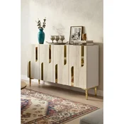 Hanah Home komoda Nota 120, 120 cm, bela / travertin / zlatna