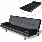 Sofa-krevet s dva jastuka prilagodiva, crna