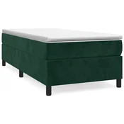 Vidaxl Posteljni okvir z vzmetmi temno zelen 90x200 cm žamet