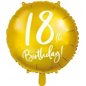 Folija balon za 18. rojstni dan, zlat, 45 cm, 1 kos.