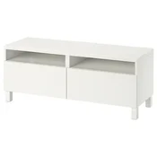 BESTA TV-omarica s predali, bela/Lappviken/Stubbarp bela, 120x42x48 cm