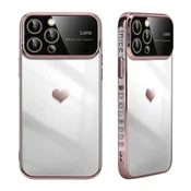 shumee SILIKONSKI OVITEK APPLE IPHONE 14 PRO ROZA OKVIR KAMERA SRČEK