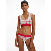 Calvin Klein Red-gray plaid bralette bra and thong set Calvin Kle - Women